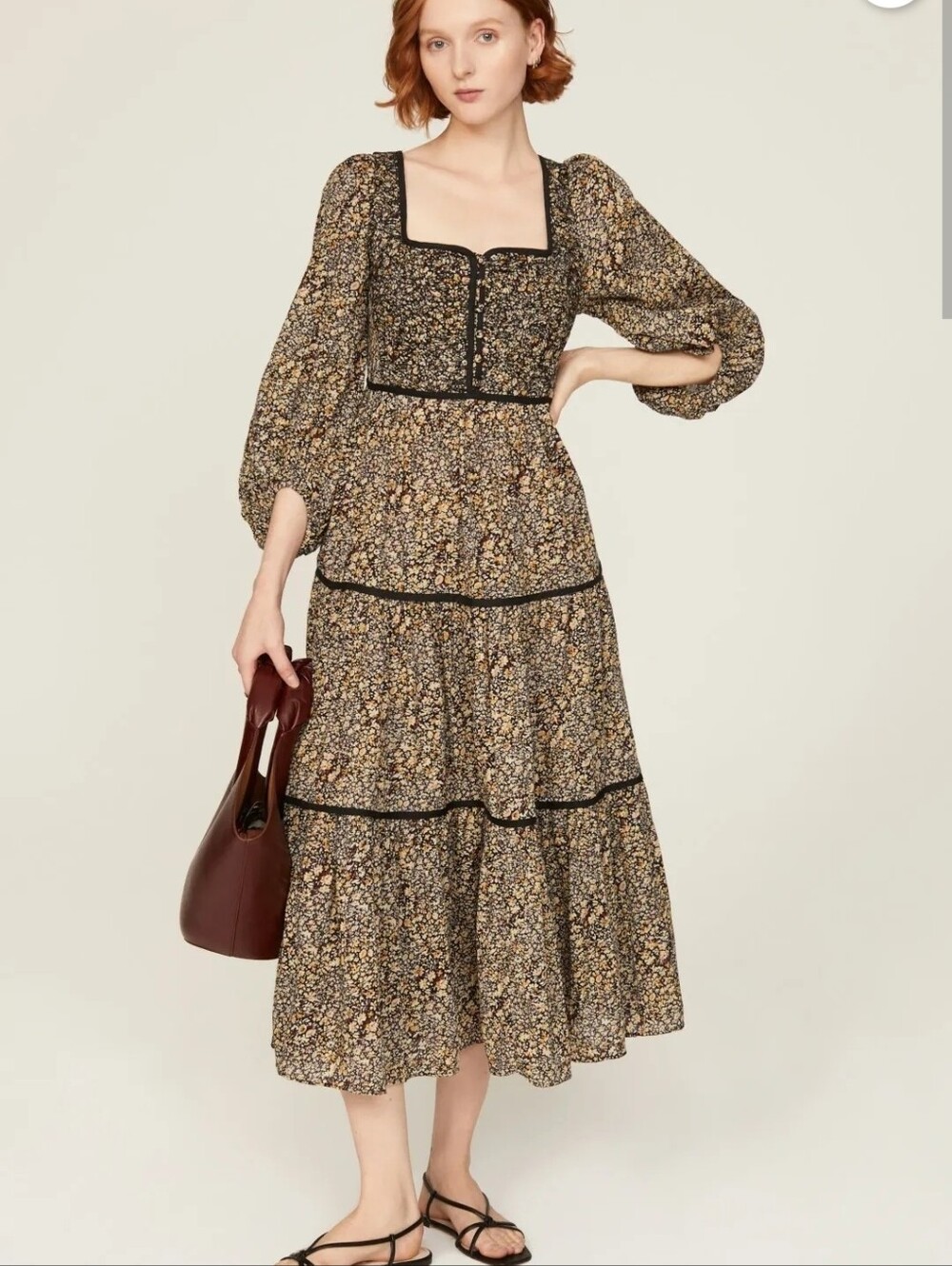 Madewell Cottage Garden Long Sleeve Embroidered Midi Dress